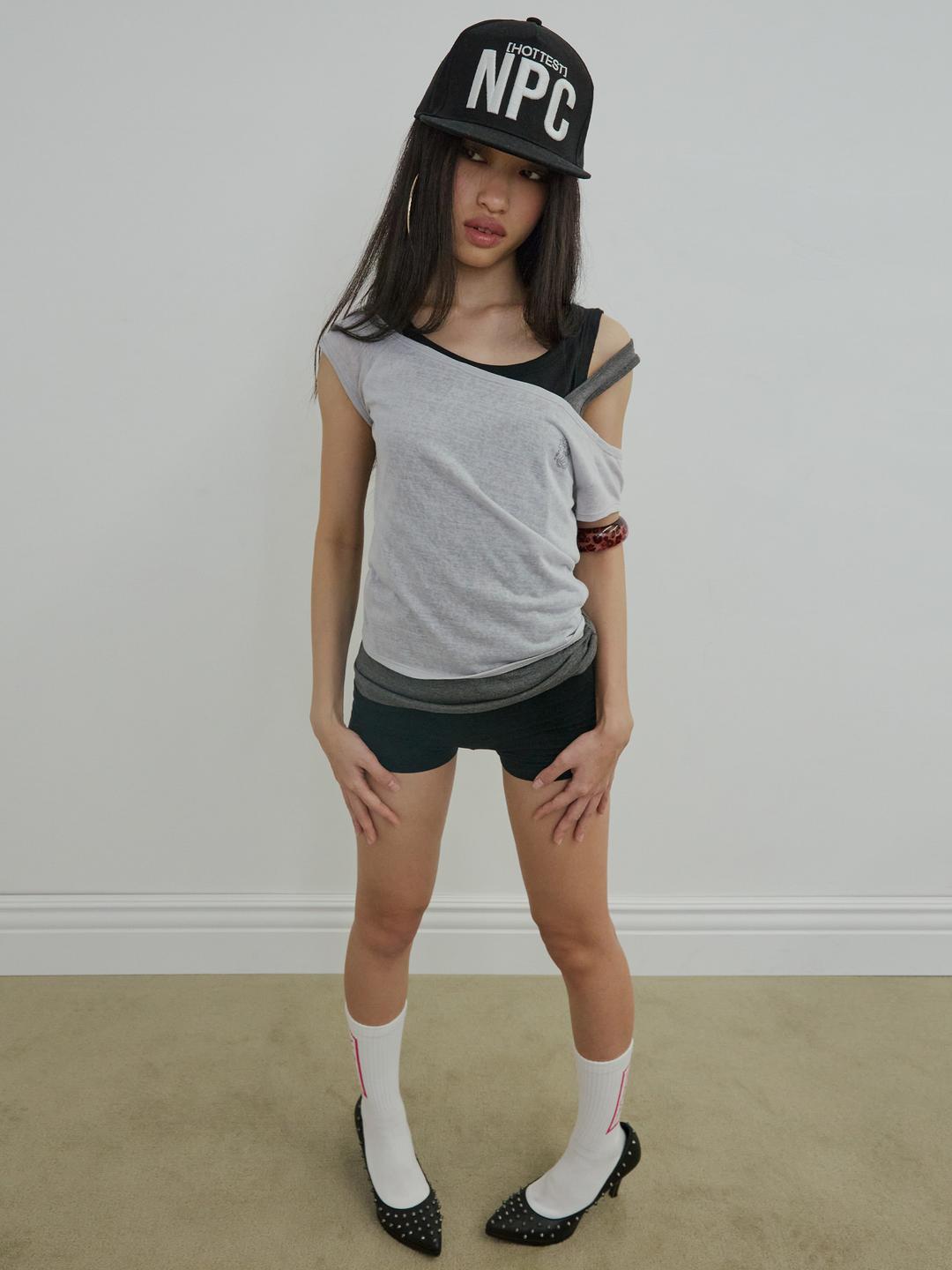 Lazy Sleeveless Layered Tee Pale Gray