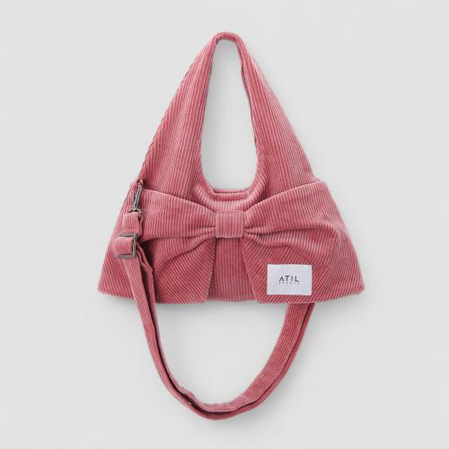 코듀로이 미니 리본 호보 도트 앤 크로스백 _ [더스티 핑크]