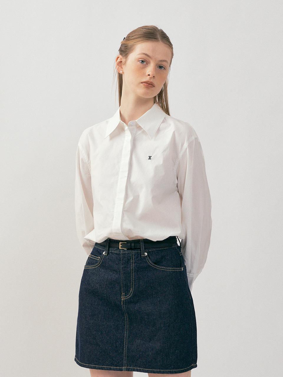 Classic Logo Hidden Button Shirt - white클래식 로고 히든 버튼 셔츠