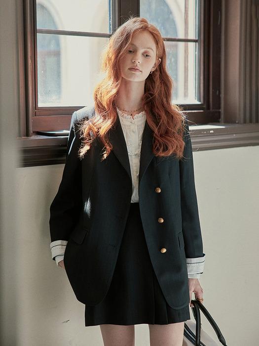 PM_Gold button sleeve striped jacket