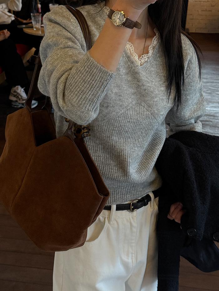 헤이즐 레이스 니트 *그레이