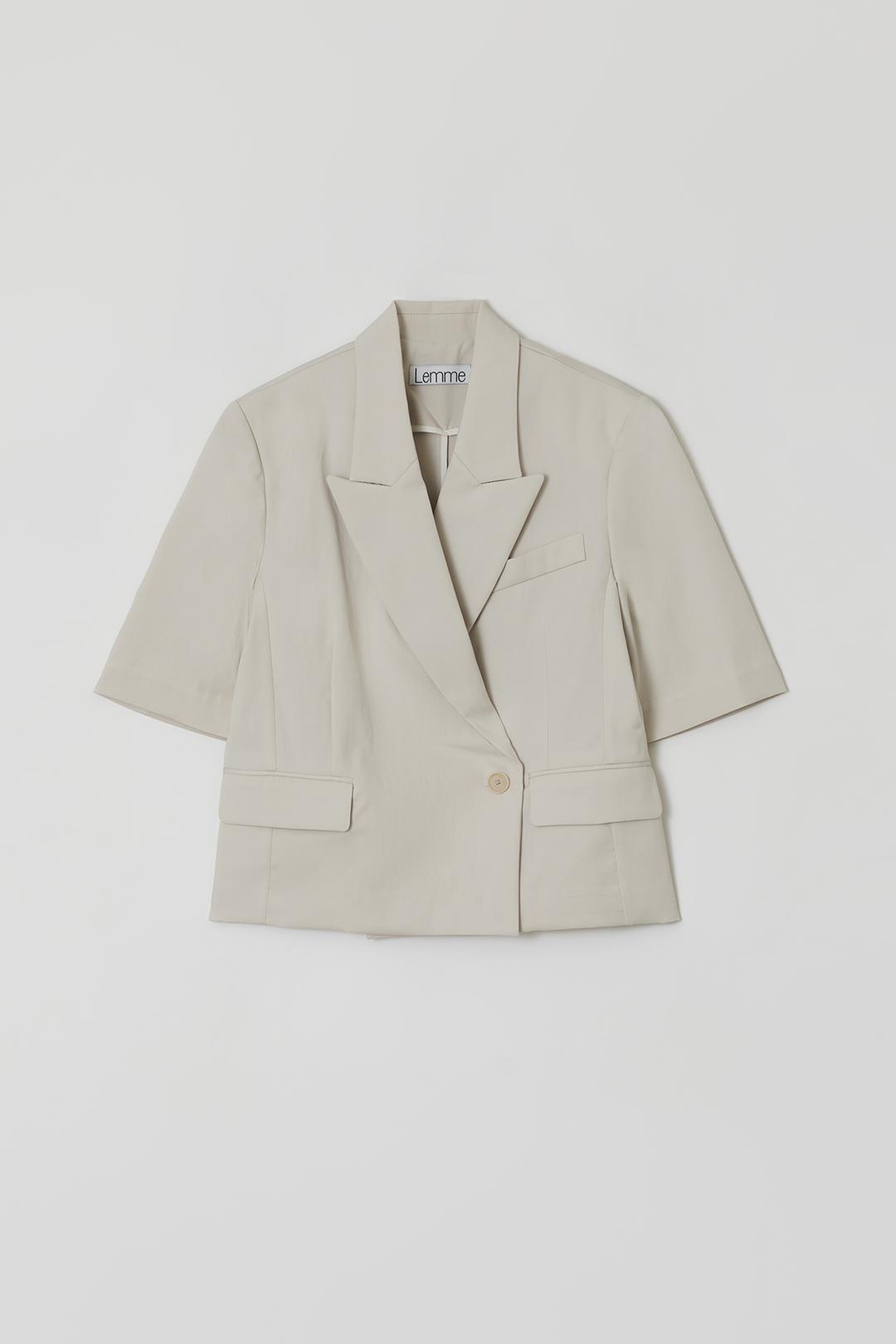 SHORT SLEEVE CROP JACKET, OATMEAL*[교환&반품 불가상품]