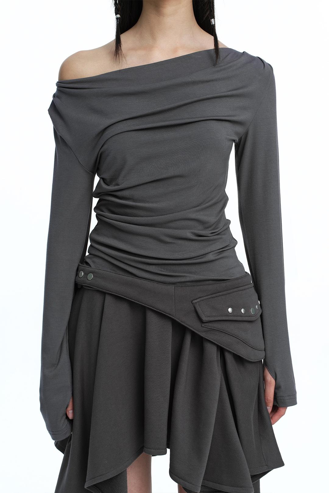 Draped Hooded Long Sleeve Top Gray [pre-order 예약발송 09/19]