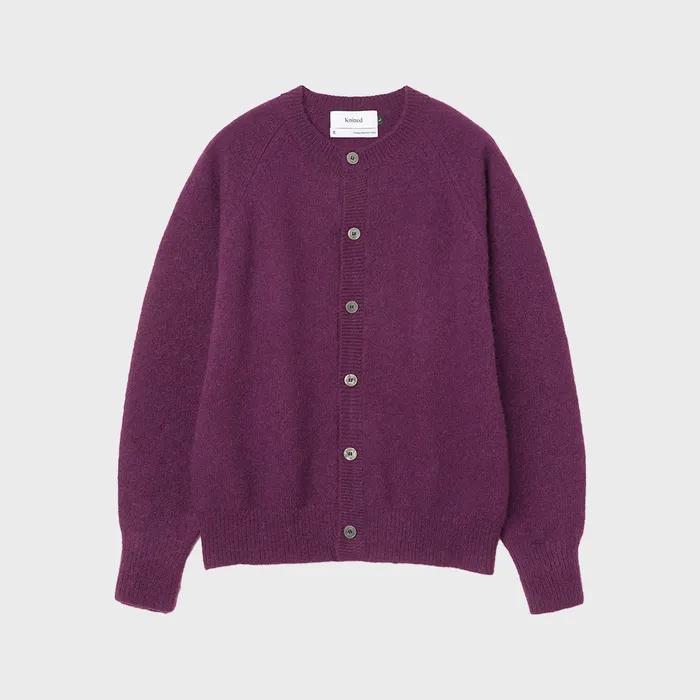 쉐기독 울 100% 라운드 가디건 PURPLE