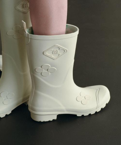 [X MINJUKIM] FLORAL PATCH RAIN BOOTS SHORT - 4 colors