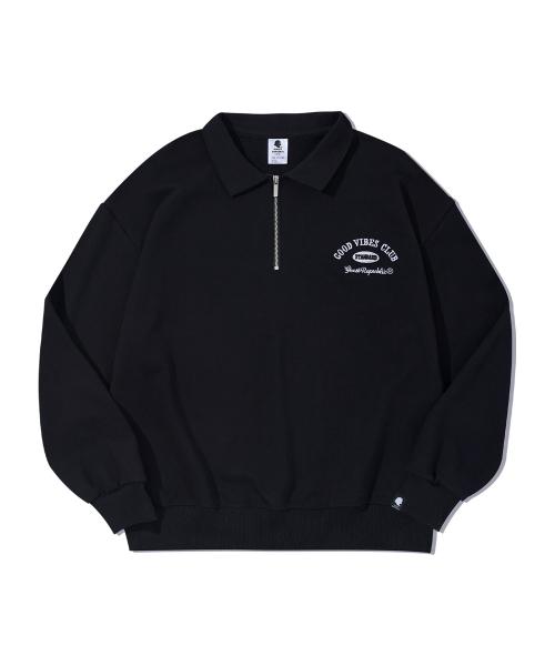 CLUB 아이비 오버핏 럭비 맨투맨 GMT-140_블랙