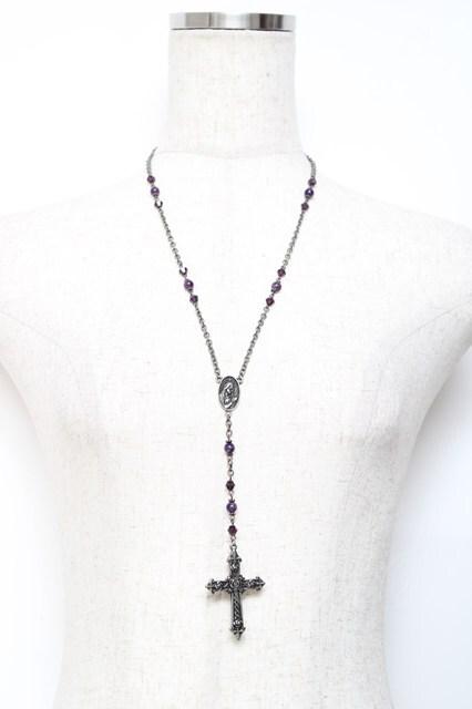 Moi-meme-Moitie / ローズ十字架ロザリオネックレス  パープル Y-25-11-09-001-MO-AC-SZ-ZY