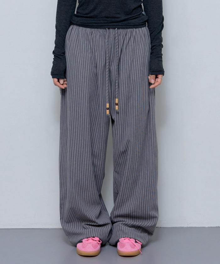 [9/12 예약배송]COZY STRIPE WIDE PANTS (GRAY)_F24ZD881
