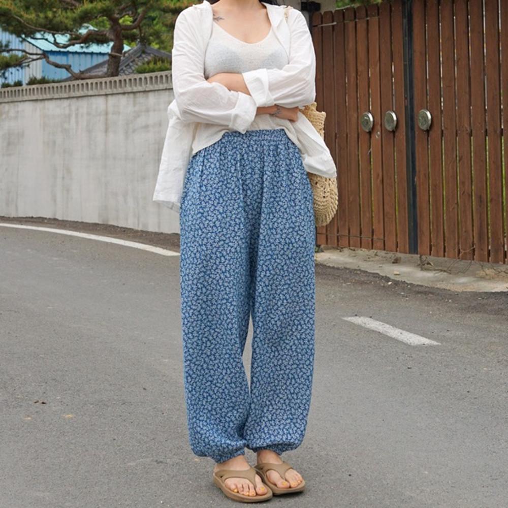 도민 제주 플라워 실내복 활동복 집순이 홈 이지웨어 고쟁이 여름 바지