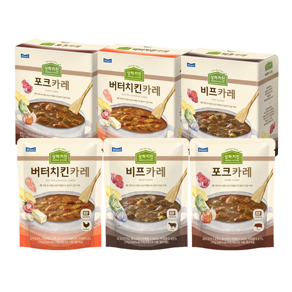 [히든딜][매일유업] 상하키친 카레 기획세트 (비프카레 3팩+포크카레 3팩+버터치킨카레 3팩)