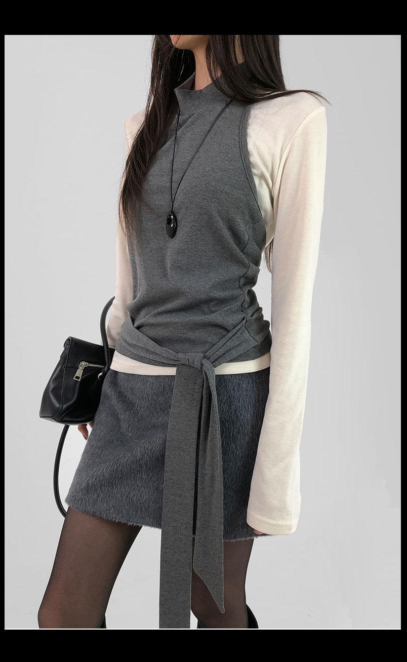 브린 홀터 레이어드 기모 긴팔