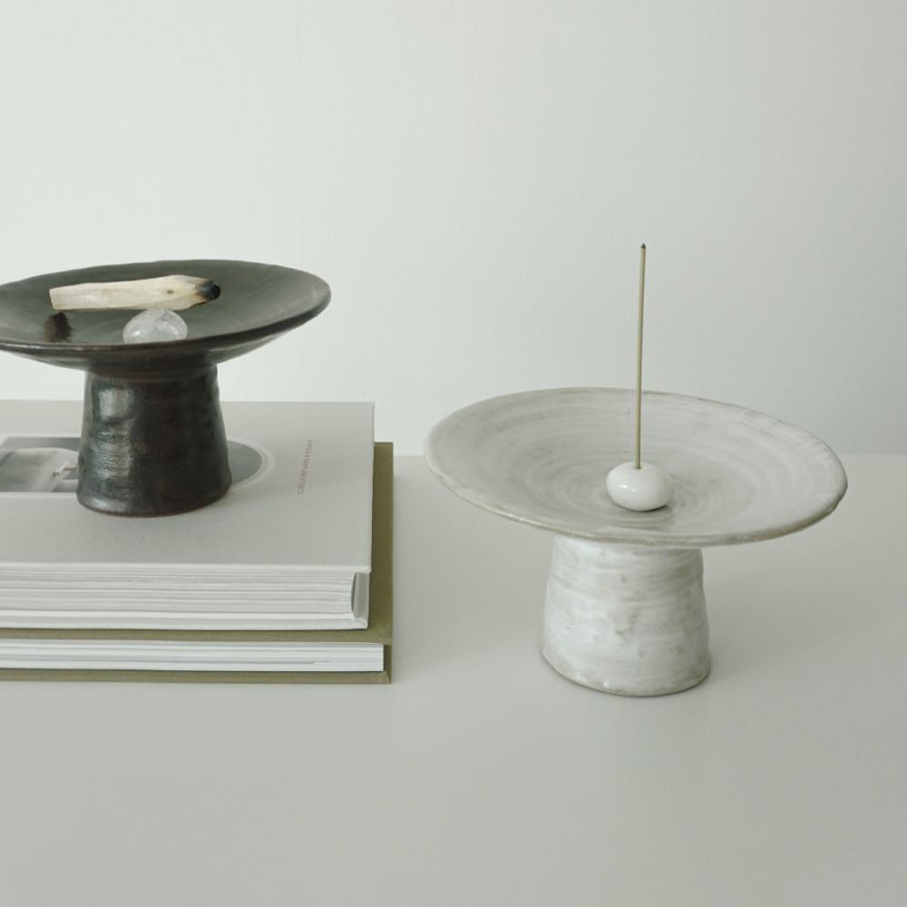 핸드메이드 투톤 굽트레이 (인센스홀더 포함) 향받침대 팔로산토 스머지스틱 향피우기 오브제