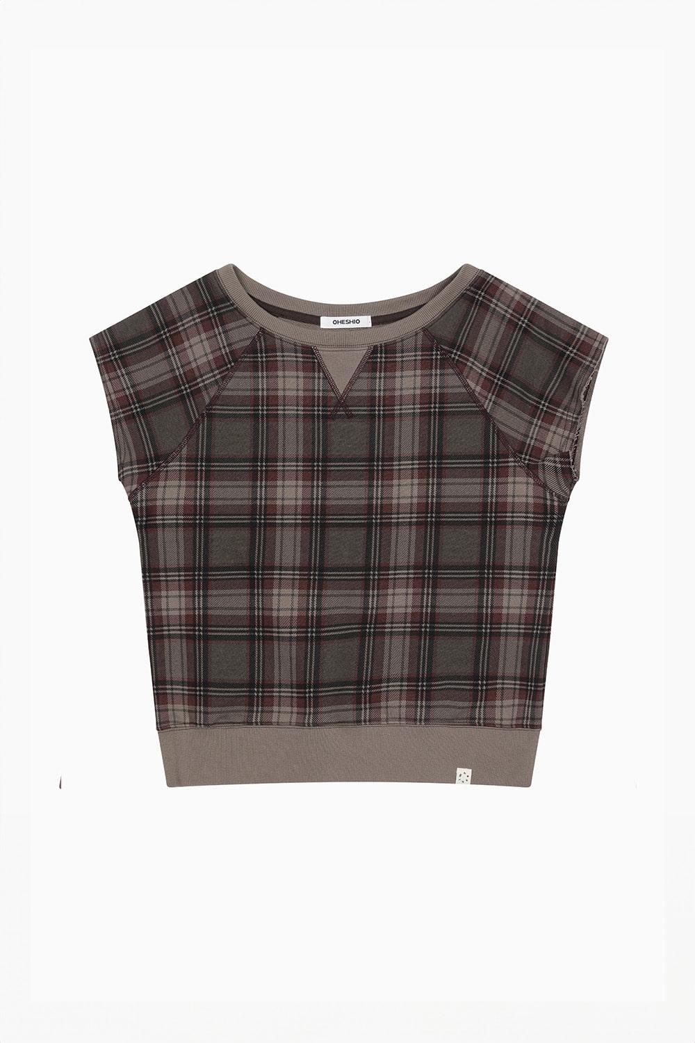 CHECK SHORT SLEEVES SWEATSHIRT, BLOWN