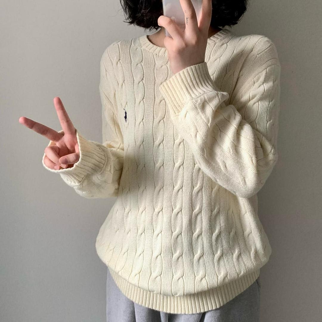 폴로 라운드넥 케이블 코튼 니트 | 후루츠패밀리