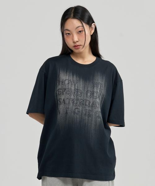 BRUSH FADING HALF SLEEVE T-SHIRTS (DARK NAVY)