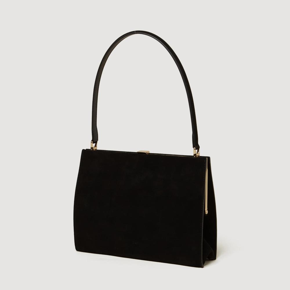 모나 프레임백 Mona Frame Bag Suede Black_Gold Frame