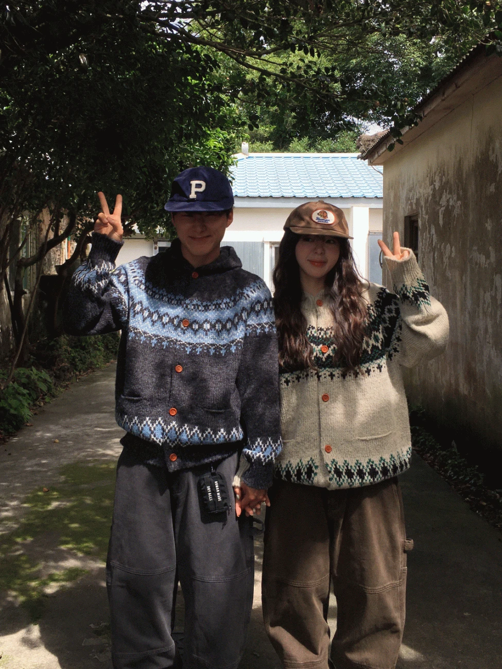 [커플룩시밀러룩/남녀공용] 제주 노르딕 니트 후드 포켓 가디건(4color)