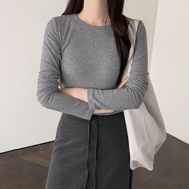 로렌하이 [베이직템✔/레이어드룩/활용도UP]렌코 텐셀 라운드 슬림핏 긴팔 티셔츠 - 5 color