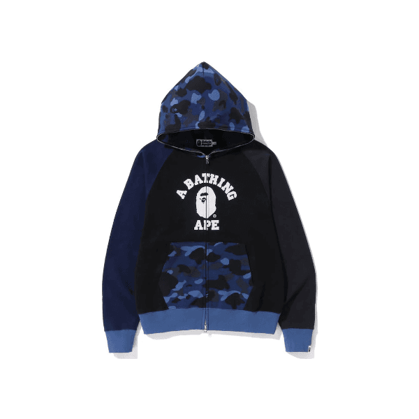 베이프 컬러 카모 릴랙스드 핏 풀 집 후디 네이비