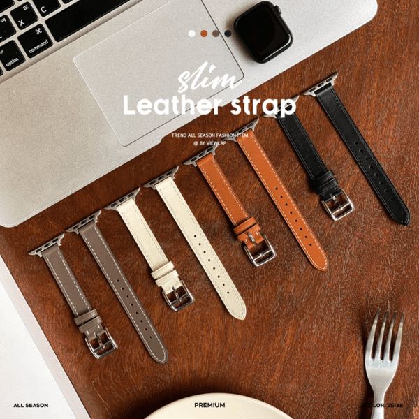 슬림 애플워치 소가죽 레더 스트랩밴드 4color
