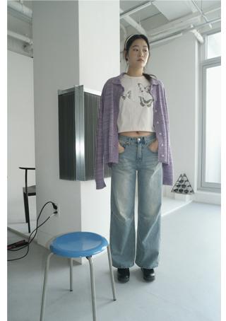 shaggy collar knit cardigan (4colors)
