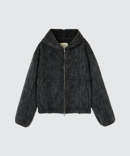 헤일리 크롭 울 후드 집업 차콜