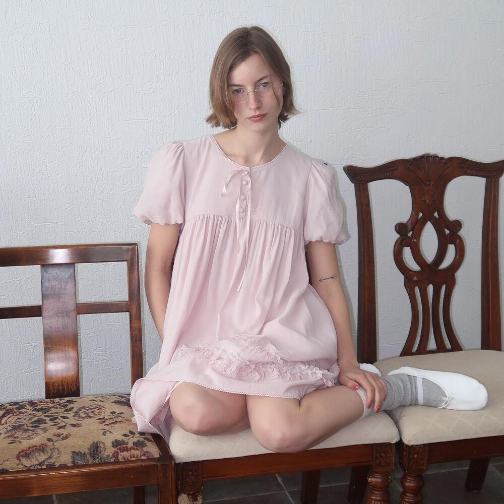 Lace Puff Dress (Pink)