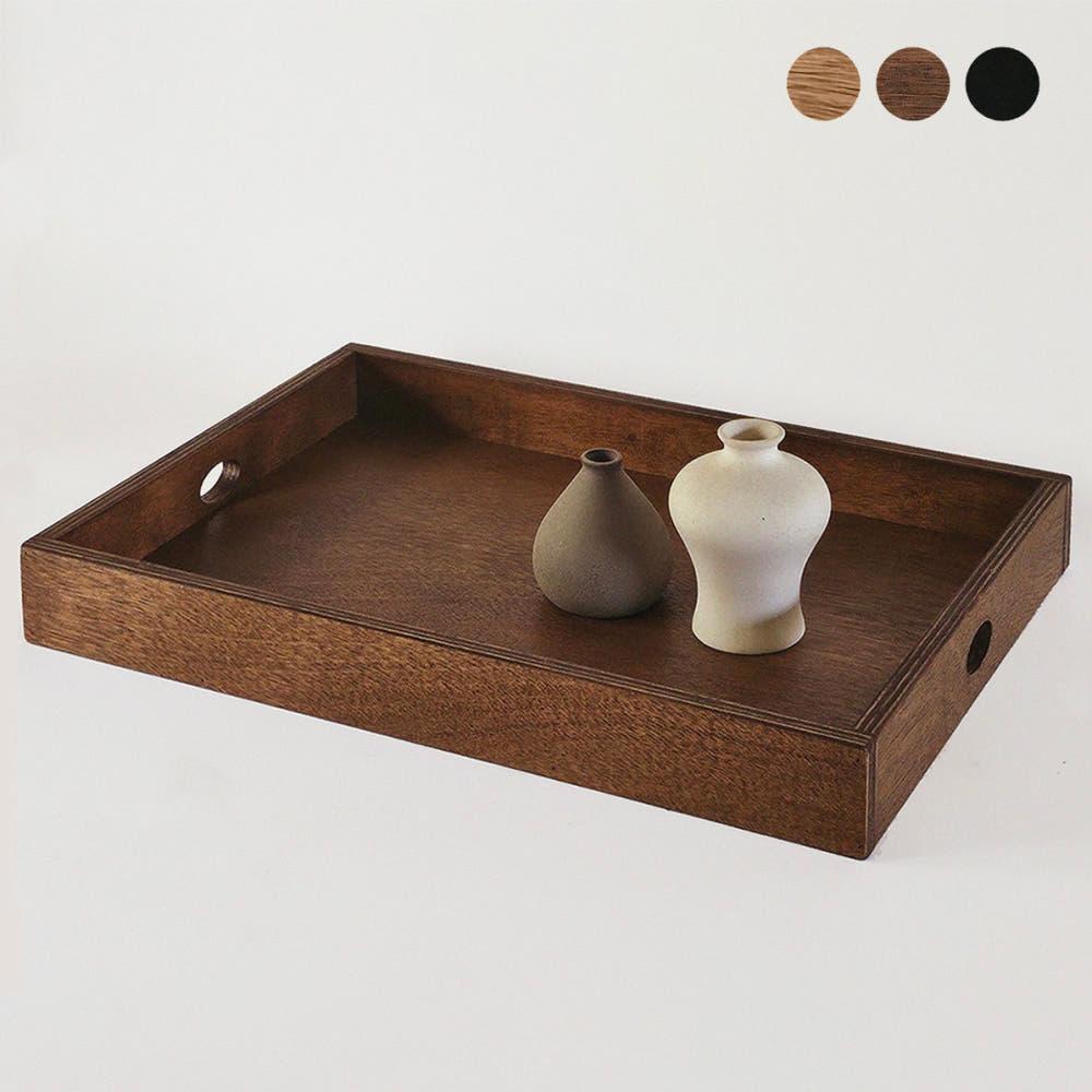 [소이로] 심플 우드 'O'자형 트레이 쟁반 _ 라이트 브라운, 다크 브라운, 블랙