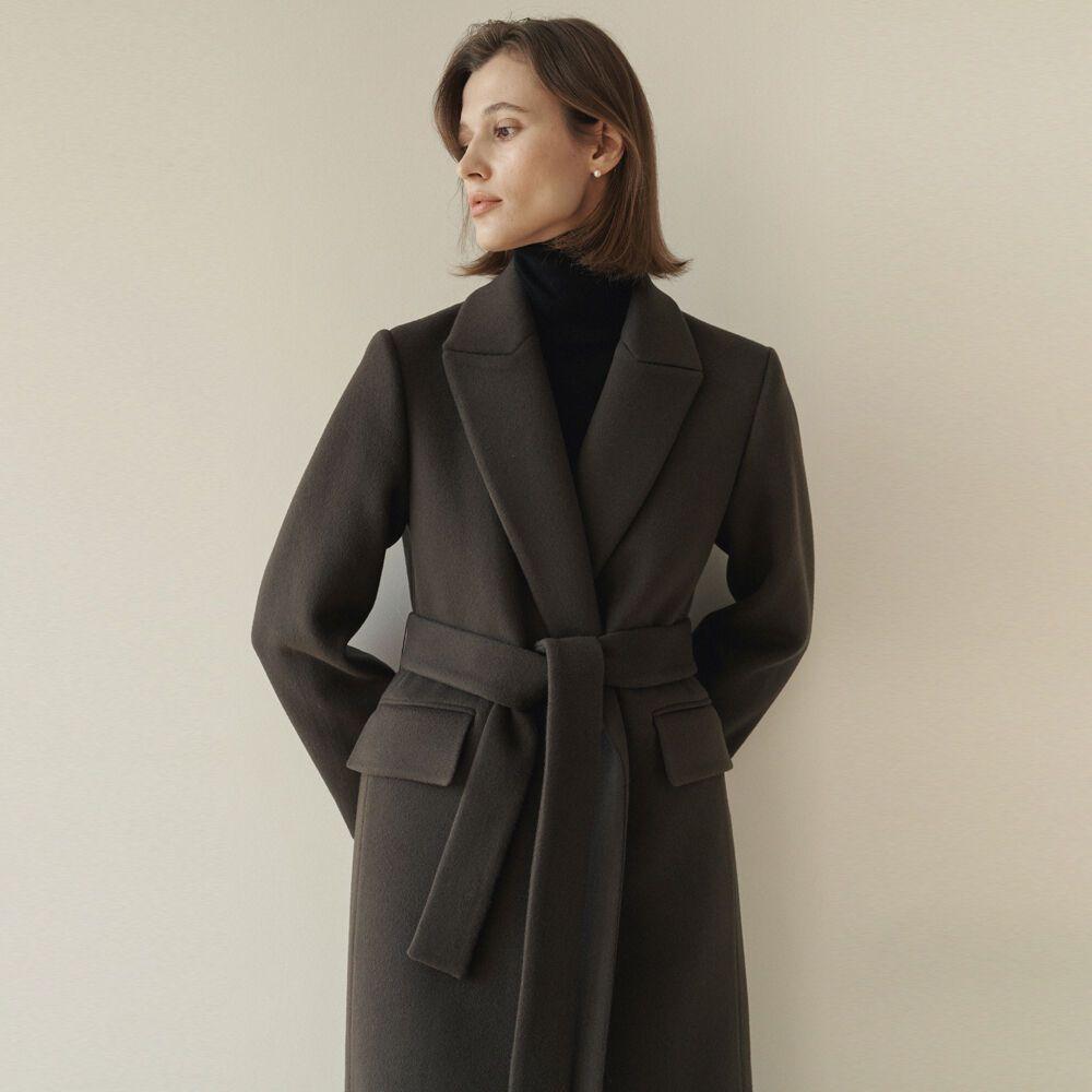 Classic belted wool coat - Ash Brown