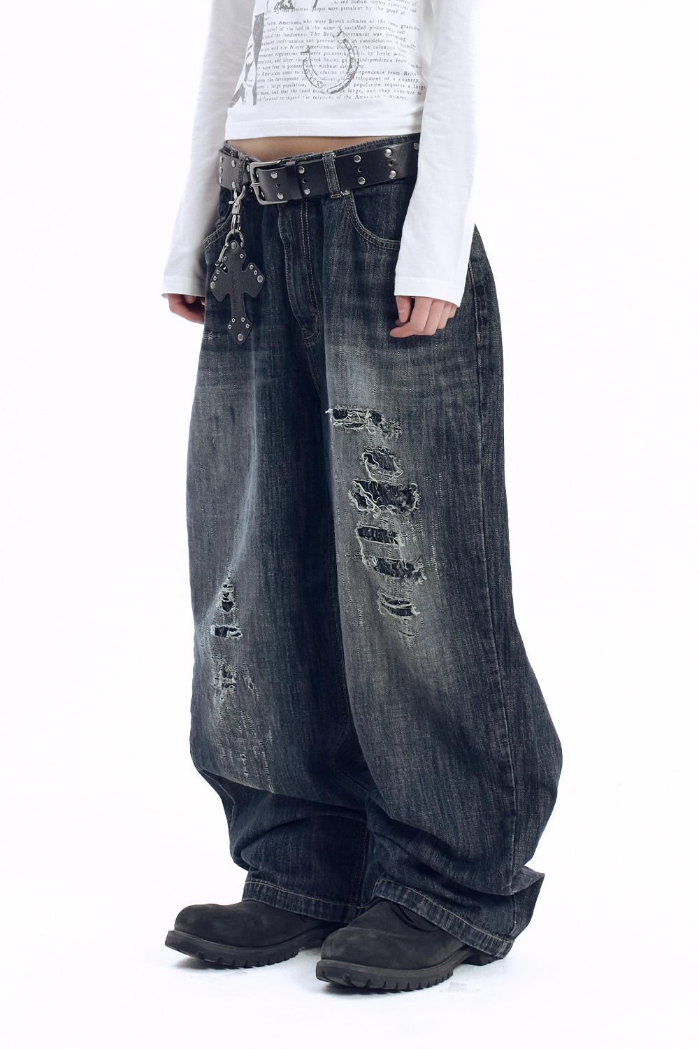 Scratched Denim Pants (Indigo)