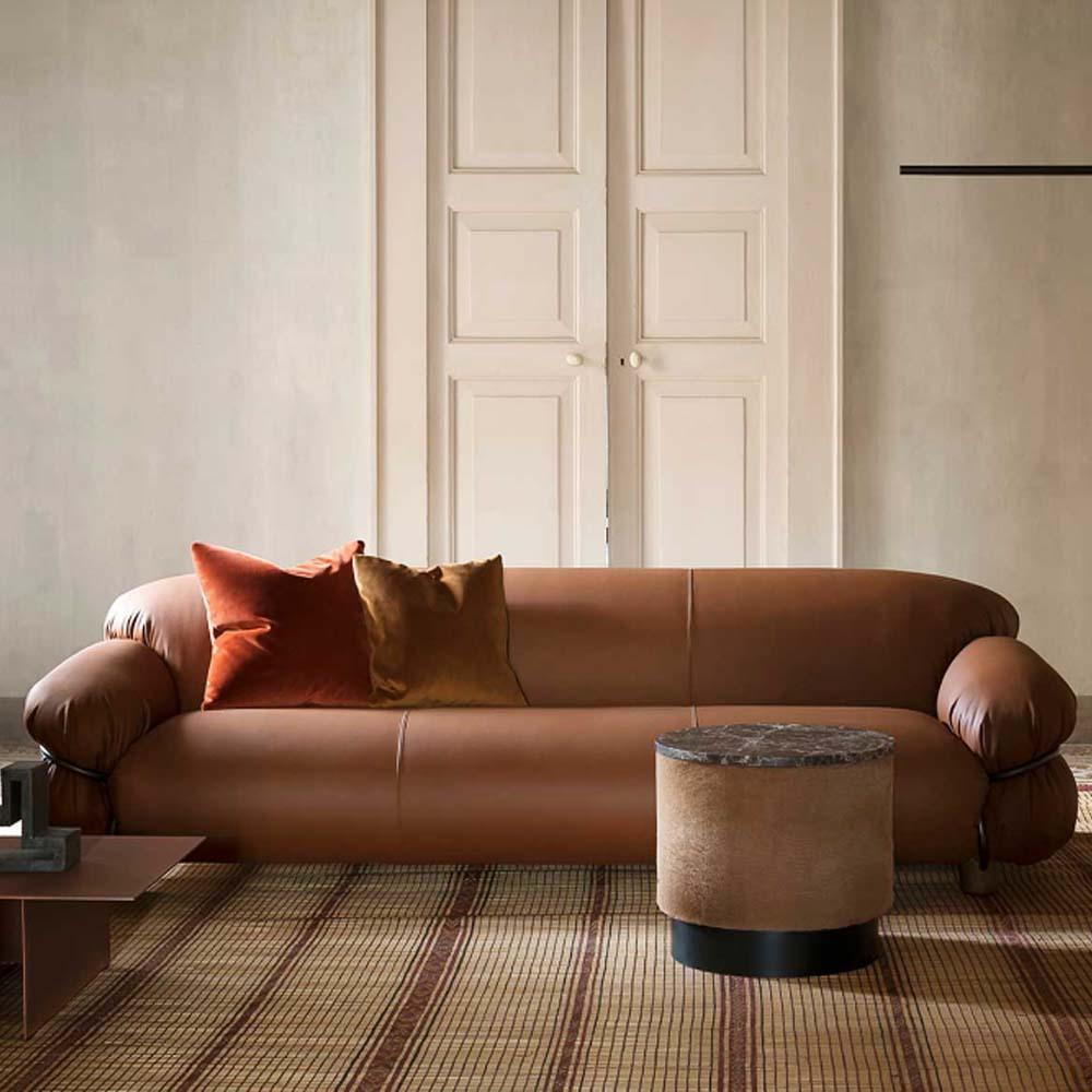 [이노메싸/타키니] Sesann 3-seater, Aniline Leather Col.2/Black Chrome(T28)/Walnut(T43)