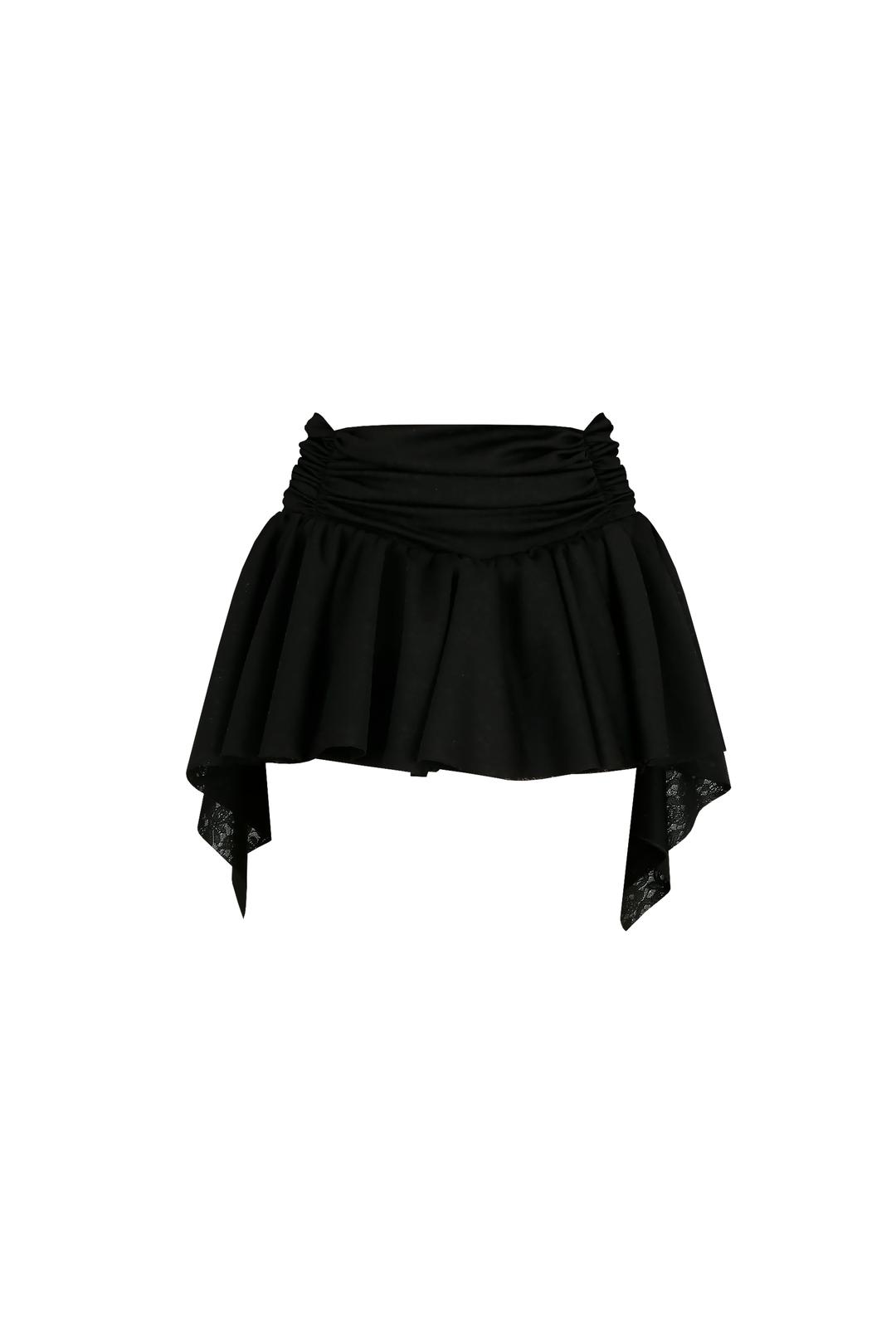(preorder) Lace shirring skirt BLACK