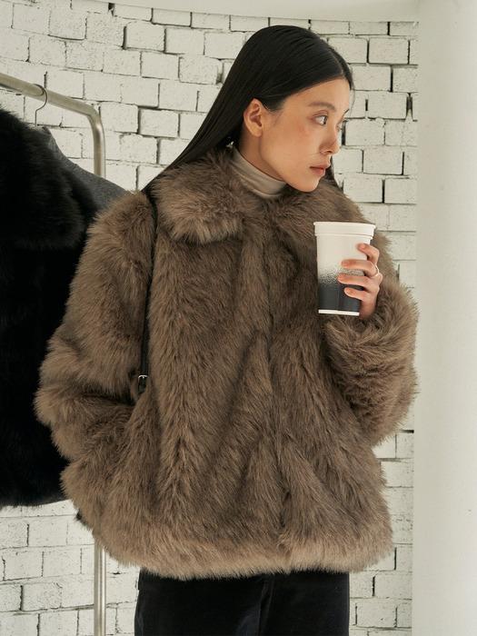 Eco Soft Fur Jacket_Ash Brown