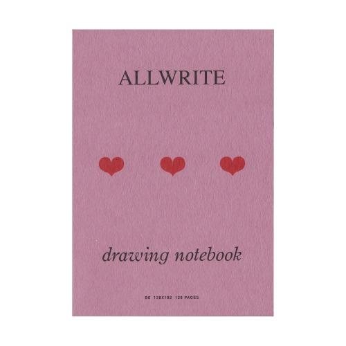 128p Plain Notebook_Heart_Flamingo