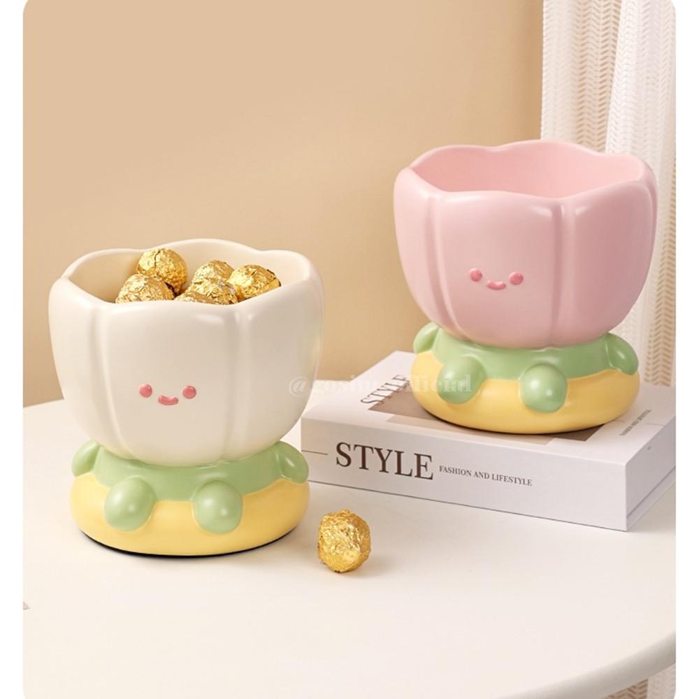 고심 귀여운 플라워 보관함 현관 트레이 차키 악세사리 2color