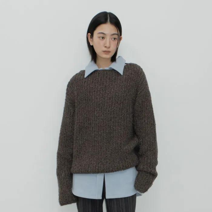 BOATNECK LOOSE FIT KNIT / BROWN