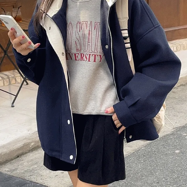 루즈핏 디노 모직 점퍼 - 3color