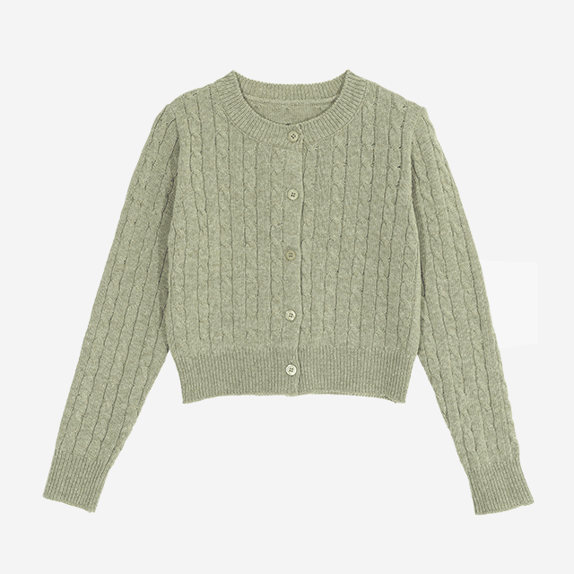CROP CABLE KINT CARDIGAN 꽈배기 니트 크롭 가디건