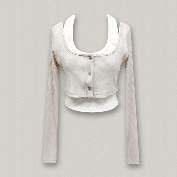 브리픽크롭골지 cardigan + 홀터나시 set