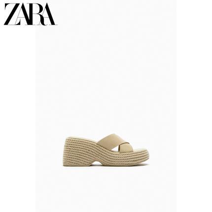 ZARA 자라 여자 TRF 여성 샌들 스웨이드 웨지 샌들 33121