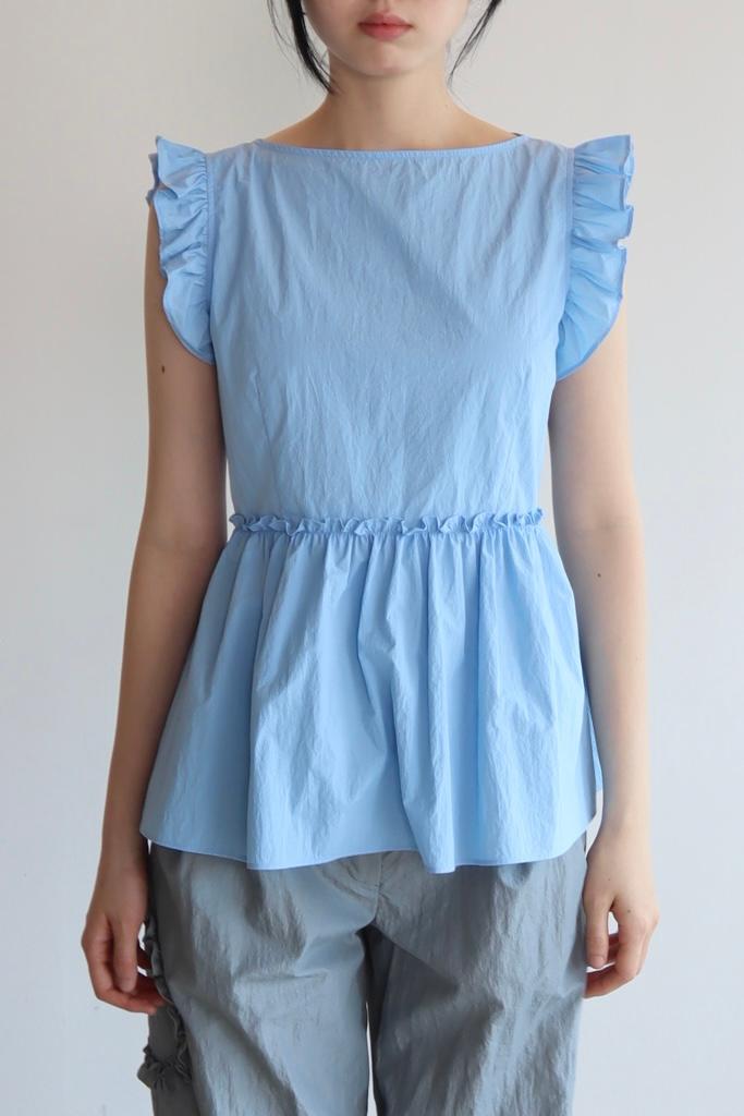 RUFFLE SLEEVELESS TOP (BLUE)