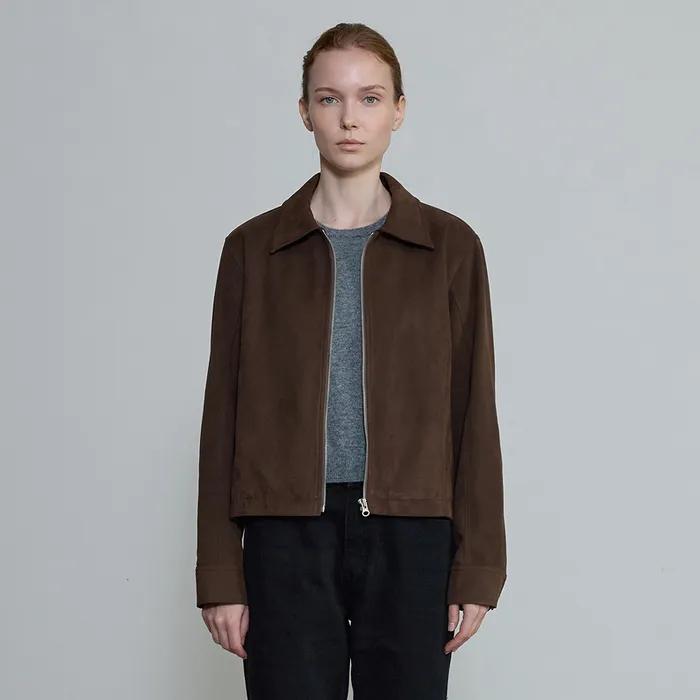 Mode suede jacket - Dark brown
