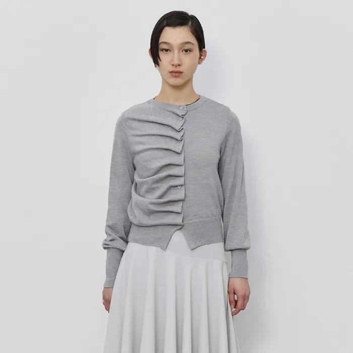 OVLIQUE KNIT CARDIGAN (MELANGE GREY)