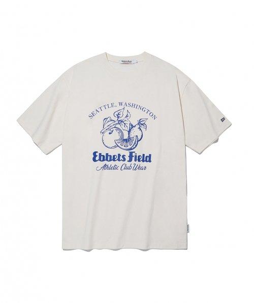 후르츠 그래픽 반팔 티셔츠 아이보리