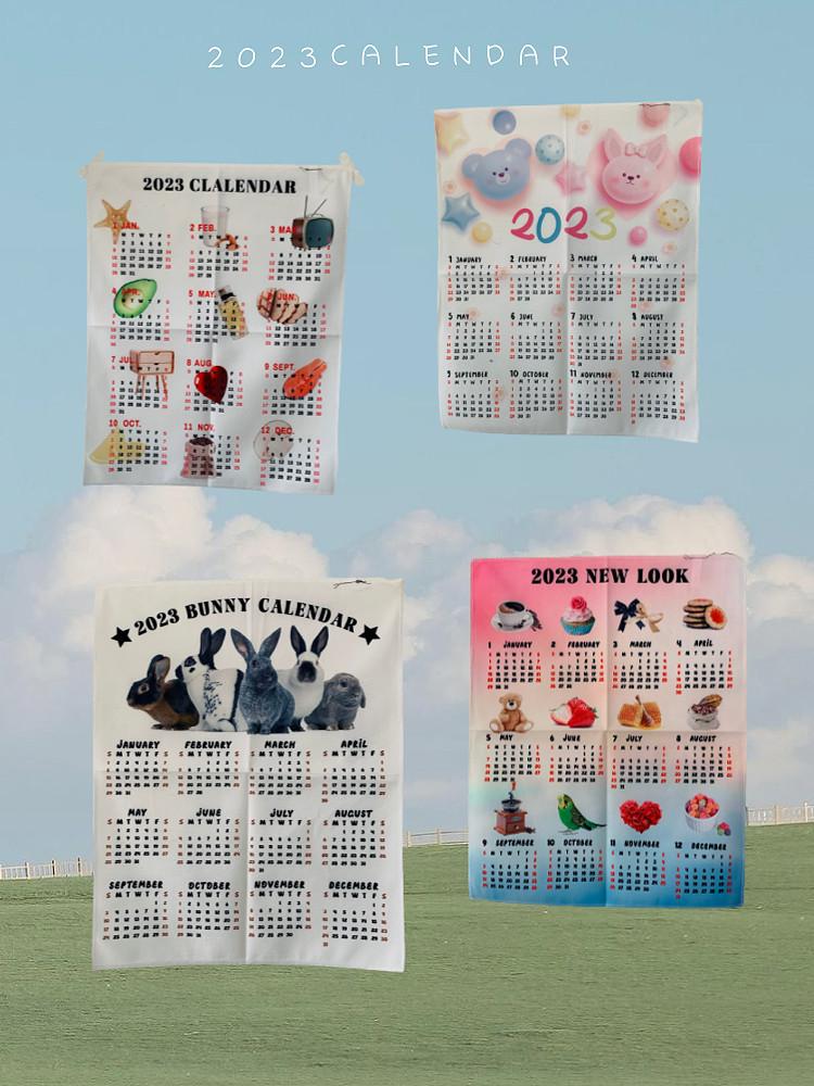 2023 패브릭 달력 4type 토끼 베이커리 연간 벽걸이 캘린더