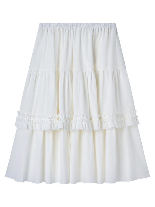 BACK TO FRONT APRON FLARE SKIRT_OFF WHITE