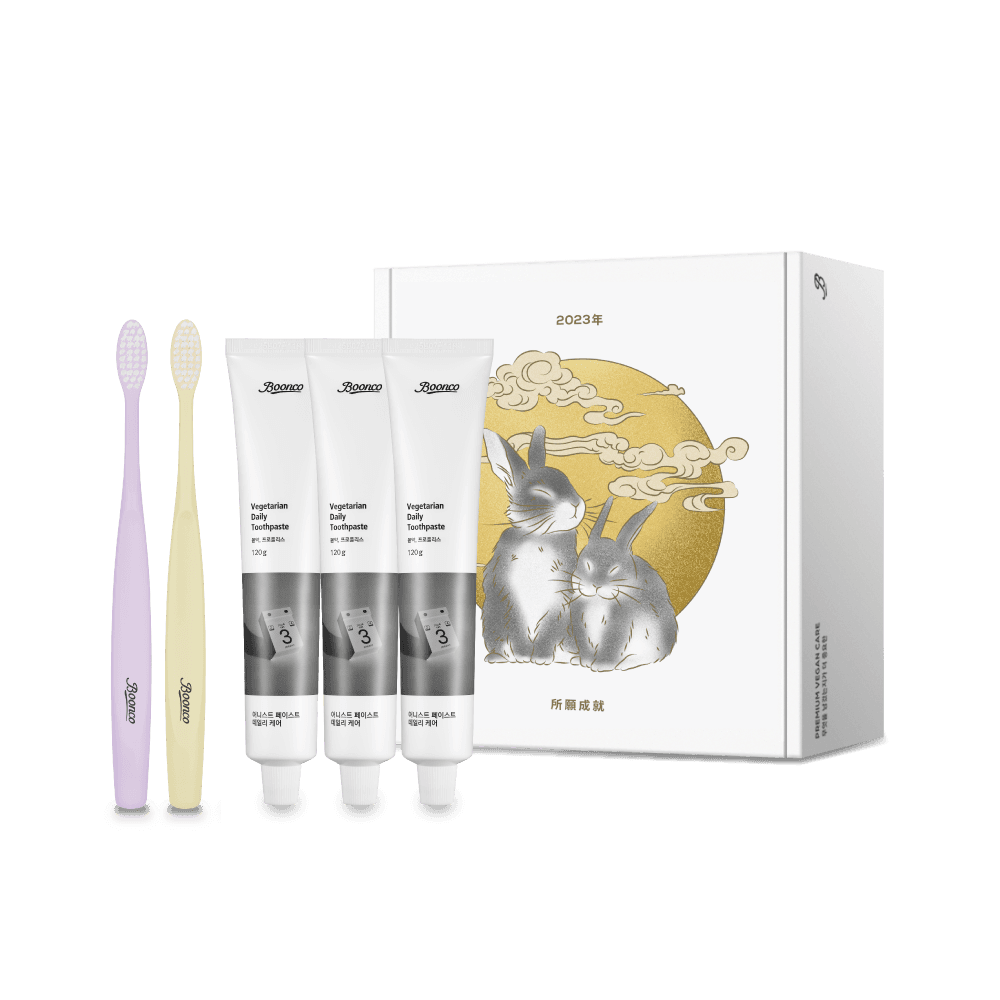 [2023 토끼박스] 비건 덴탈케어 기프트세트 (오리지널 치약 3개 + 칫솔 2개)