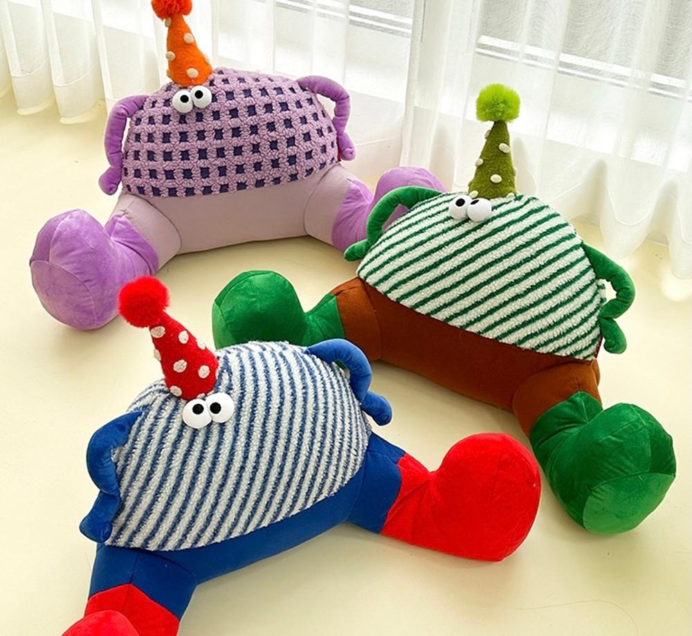 빅 귀여운 고깔모자 몬스터 6color 등 쿠션