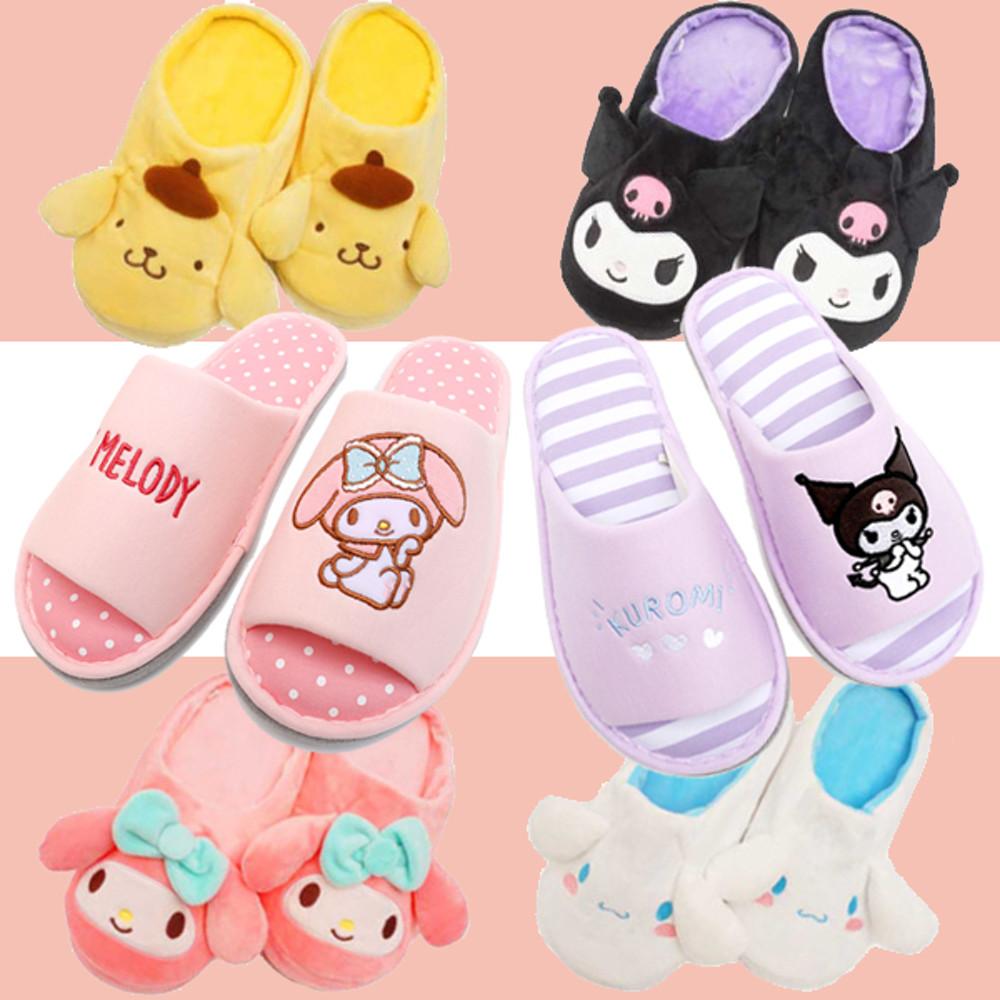 산리오 캐릭터 입체 실내화 거실화 실내용 사무실용 털 슬리퍼 쿠로미 마이멜로디 시나모롤 폼폼푸린