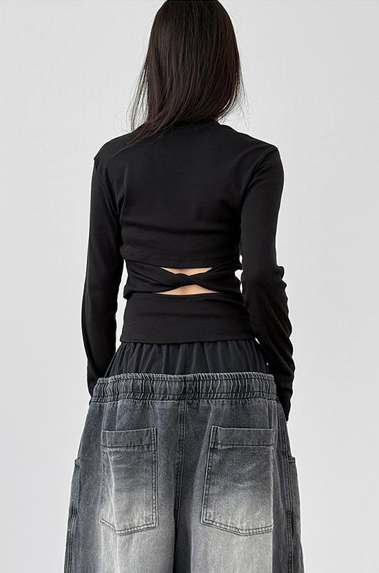 로컬맨션 백 슬릿 코튼 티